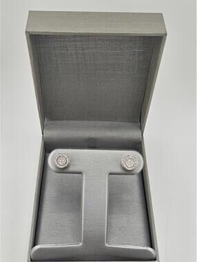 10.2mm Round Sterling Silver Moissanite Stud Earring, Screwbacks